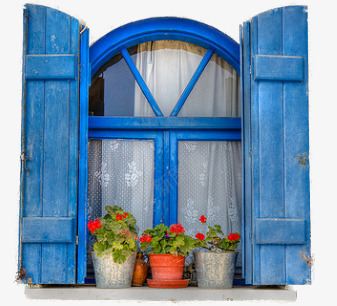 窗户png免抠素材_新图网 https://ixintu.com 复古 欧洲风 蓝色窗户 鲜花