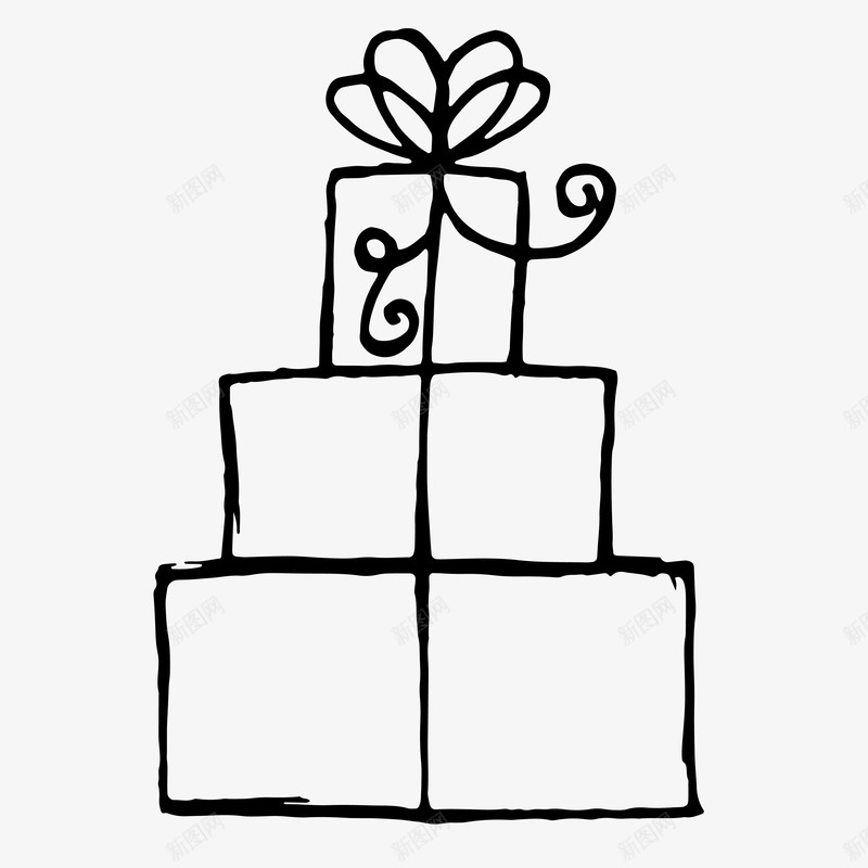 手绘礼物盒子图标png_新图网 https://ixintu.com 手绘礼物盒子 插画 礼物 简易画作 蛋糕盒子 装饰物品 送礼 黑白画