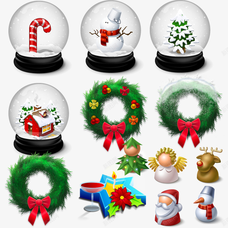圣诞节水晶球和花环png免抠素材_新图网 https://ixintu.com 圣诞老人 圣诞节 水晶球 花环 雪人 麋鹿