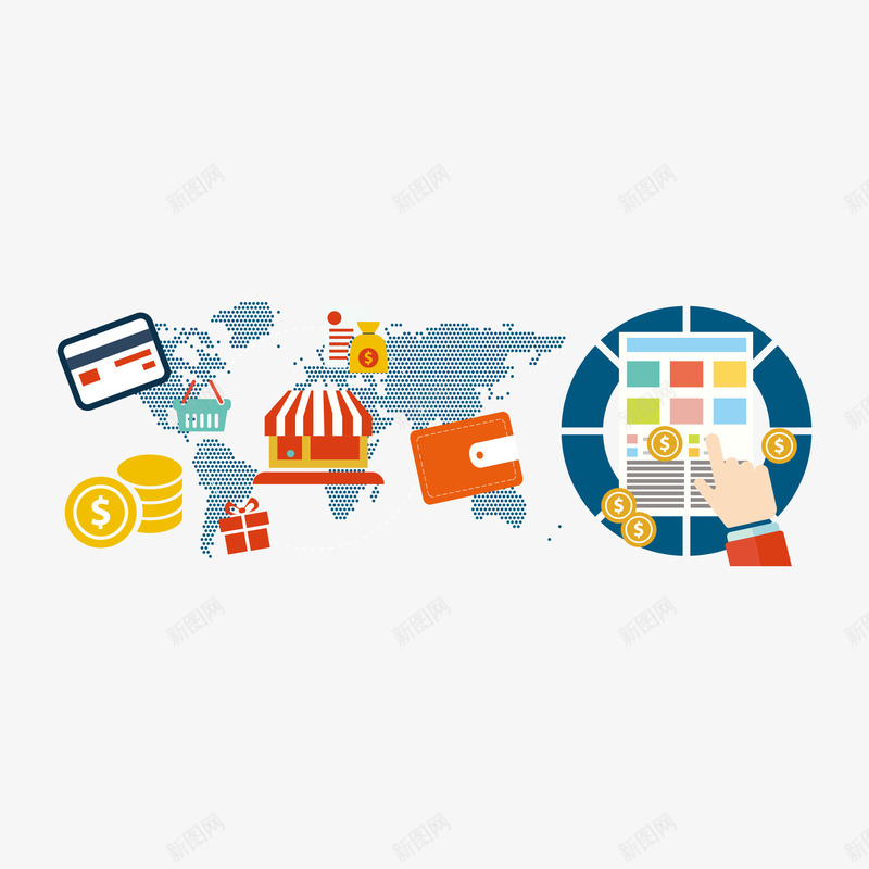 金融插画矢量图ai免抠素材_新图网 https://ixintu.com 扁平 计算器 钱币 矢量图