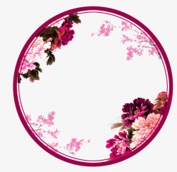 红色中国风花朵圆圈边框纹理素材
