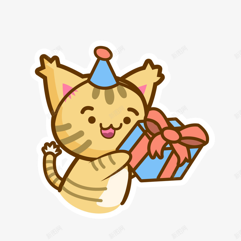 可爱送礼物小猫png免抠素材_新图网 https://ixintu.com 卡通小猫 可爱小猫 背景装饰 送礼物