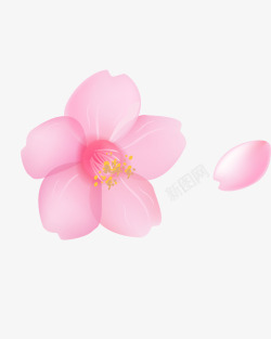粉色手绘桃花装饰素材
