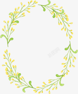 黄色小清新鲜花装饰花环素材