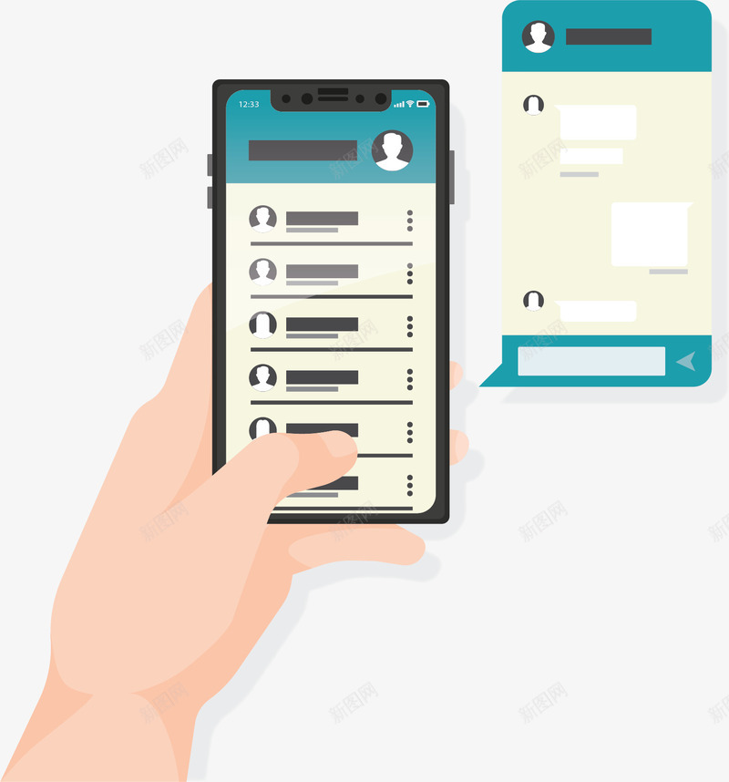 手机端发送短信原型矢量图ai免抠素材_新图网 https://ixintu.com 应用原型 手拿手机 手机 手机应用 手机模型 矢量png 矢量图