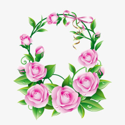 粉色玫瑰花环素材