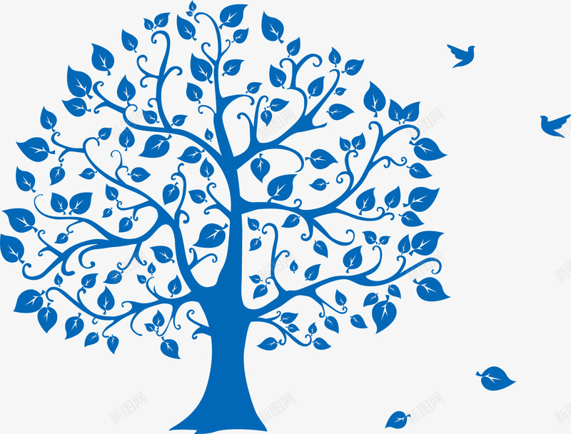 树形状图png免抠素材_新图网 https://ixintu.com 免扣 广告设计 树形图 背景树 蓝色树形