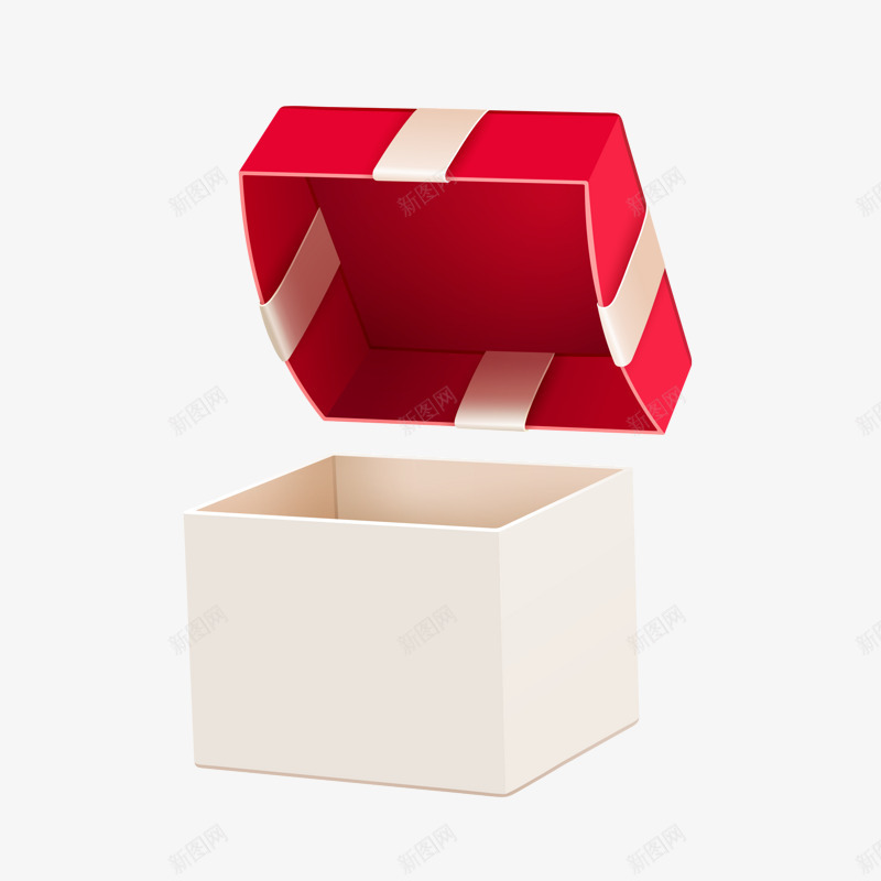 打开的礼盒png免抠素材_新图网 https://ixintu.com 方形 礼物盒子 简约 红色