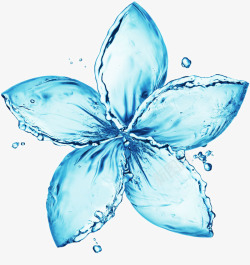 蓝色纯净水流鲜花素材