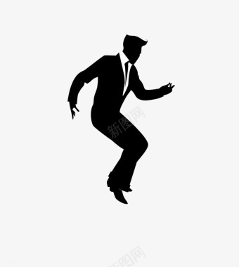 穿西装跳踢踏舞的男人黑白插图图标图标