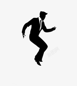穿西装跳踢踏舞的男人黑白插图图标图标