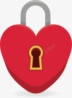 红色爱心形状锁孔矢量图素材