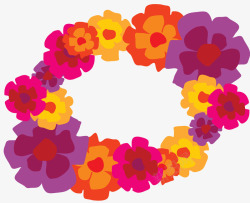 彩色夏威夷立体风格彩色花圈矢量图高清图片