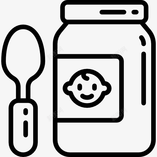 婴儿食品图标png_新图网 https://ixintu.com 健康 勺子 玉米粥 粥 罐子 食品