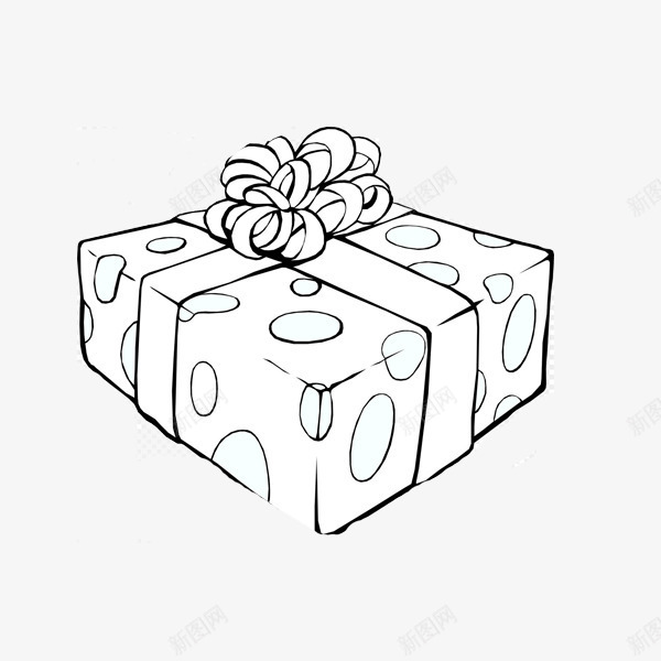 线稿礼物盒png免抠素材_新图网 https://ixintu.com 创意 卡通 矩形 黑白