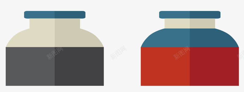 蓝红色卡通墨水瓶矢量图ai免抠素材_新图网 https://ixintu.com 卡通墨水 卡通矢量墨水 卡通风格 墨水 液体墨水 矢量墨水 蓝红色 矢量图