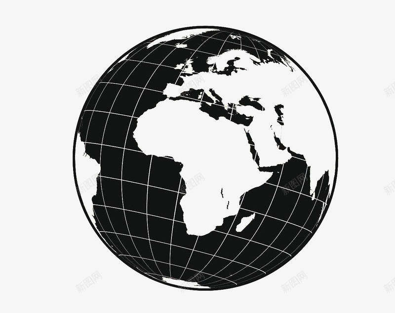经纬度黑白地球图案图标png_新图网 https://ixintu.com 图案 地球 地球黑白 立体风格 经纬度 装饰 黑白风格