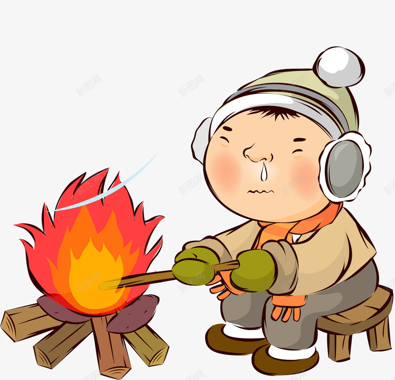 手绘烤火堆png免抠素材_新图网 https://ixintu.com 卡通人物 大火 手绘 木材 火堆 火堆元素 火焰 火焰形状 烤火 燃烧 着火