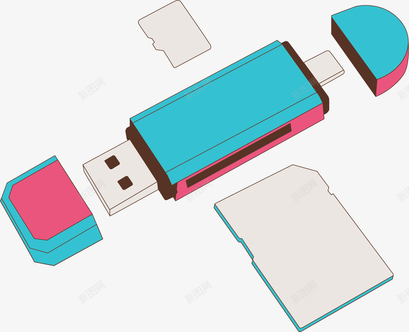 塑料风格读卡器矢量图ai免抠素材_新图网 https://ixintu.com U盘读卡器 卡通读卡器 塑料风格 电子读取器 矢量U盘 读卡器 矢量图