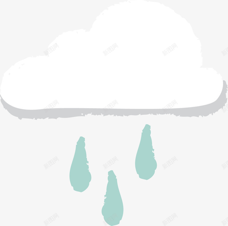 雨滴卡通画png免抠素材_新图网 https://ixintu.com 卡通雨滴 天气 白色云朵