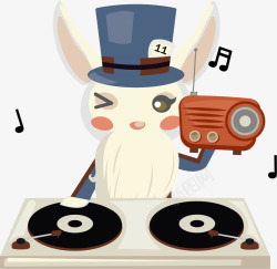 DJ唱片兔子DJ音乐家矢量图高清图片