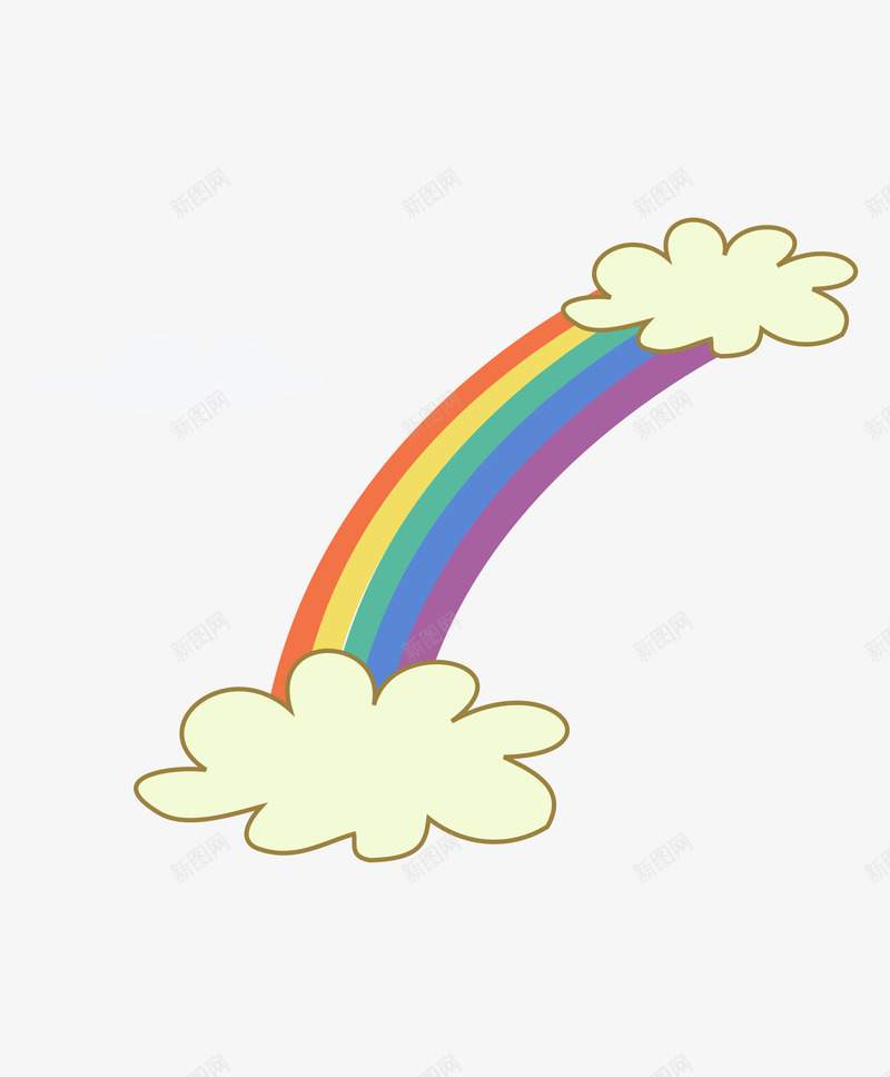 卡通创意儿童画彩虹和云朵psd免抠素材_新图网 https://ixintu.com 儿童画 创意 卡通