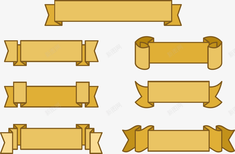 黄色横幅矢量图eps免抠素材_新图网 https://ixintu.com 创意 形状 横幅 矢量PNG 集合 颜色 黄色 矢量图