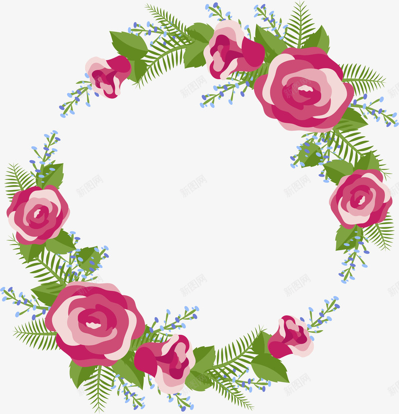 枚红色玫瑰花环png免抠素材_新图网 https://ixintu.com 枚红色 玫瑰花 玫瑰花环 玫红玫瑰 矢量素材