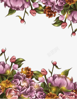 收回花朵手绘花卉边框背景高清图片