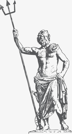 希腊风格海神三叉戟雕塑高清图片