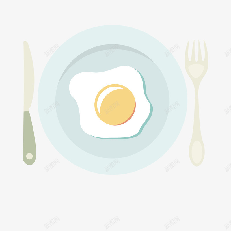 餐饮图标矢量图ai_新图网 https://ixintu.com 刀子 叉子 图标 圆形 形状 盘子 餐饮 鸡蛋 矢量图