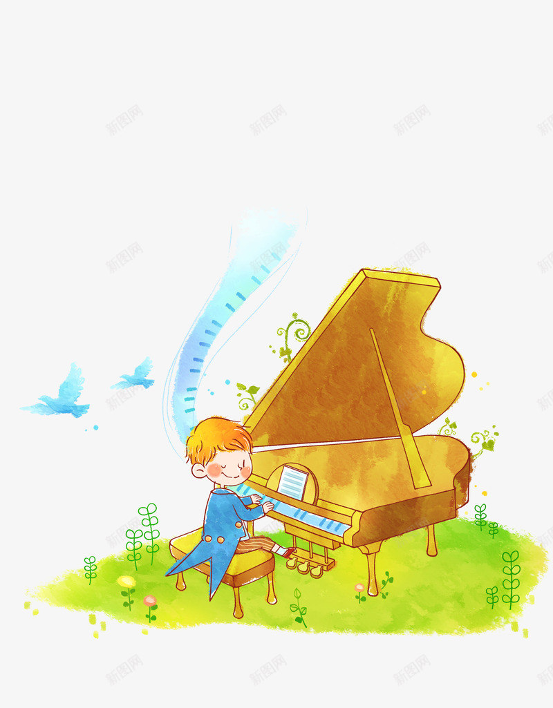 弹钢琴的小女孩psd免抠素材_新图网 https://ixintu.com 儿童 小朋友 弹钢琴