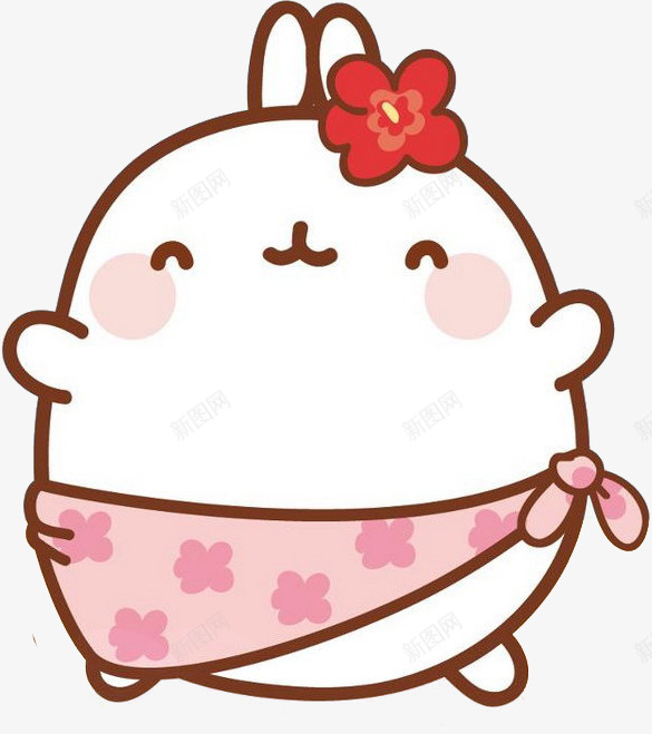白色的女兔兔png免抠素材_新图网 https://ixintu.com 兔兔 兔子 围裙 白色 粉红色 红色 花朵 鲜花