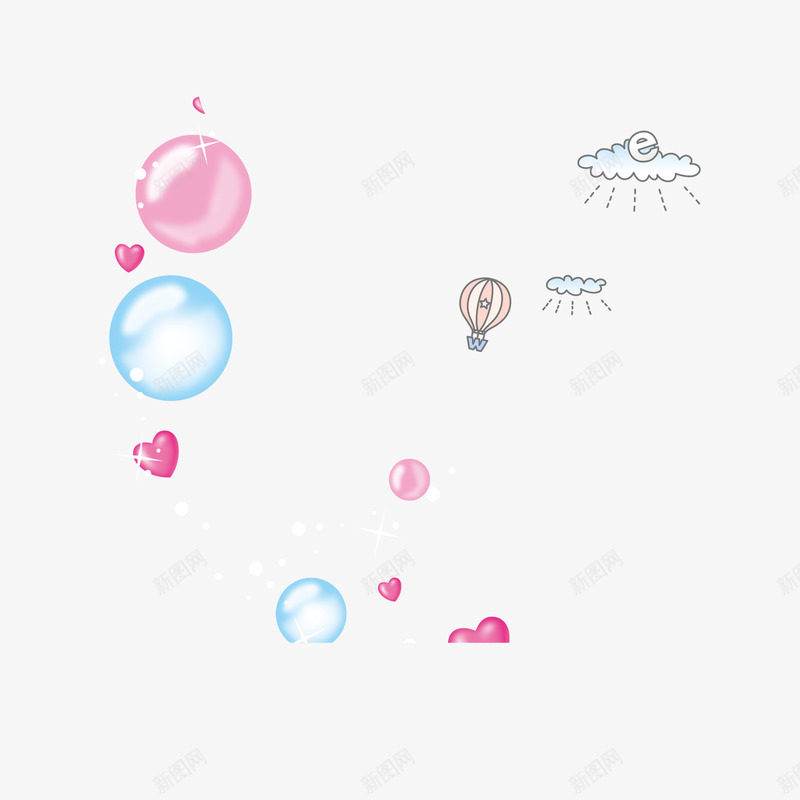 韩国卡通手绘动画爱心png免抠素材_新图网 https://ixintu.com 云朵 动画 卡通 手绘 气球 爱心 韩国