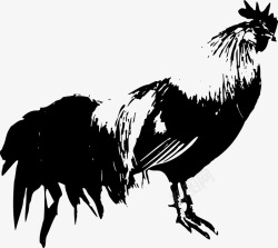 水纹PNG图黑白公鸡水墨高清图片