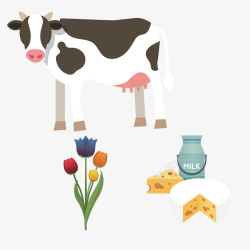 荷兰奶牛荷兰风格组合矢量图高清图片