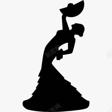 女性弗拉门戈舞蹈家形状图标图标
