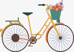 装满了鲜花的自行车矢量图素材
