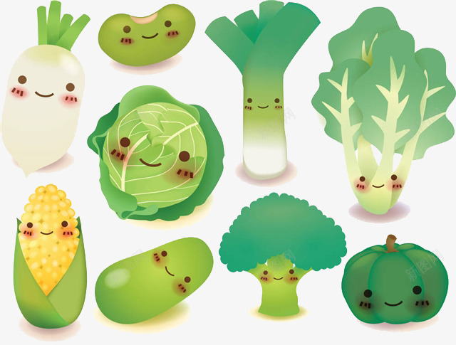 可爱蔬菜png免抠素材_新图网 https://ixintu.com 健康食物 卡通手绘 卡通菜园 绿色食品 蔬菜 装饰