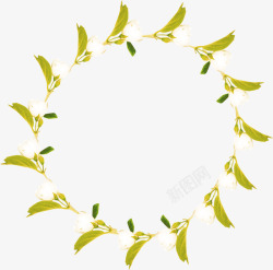 绿色树叶花环素材