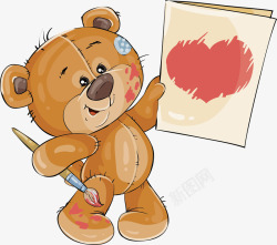 表达爱意涂鸦爱心的小熊高清图片