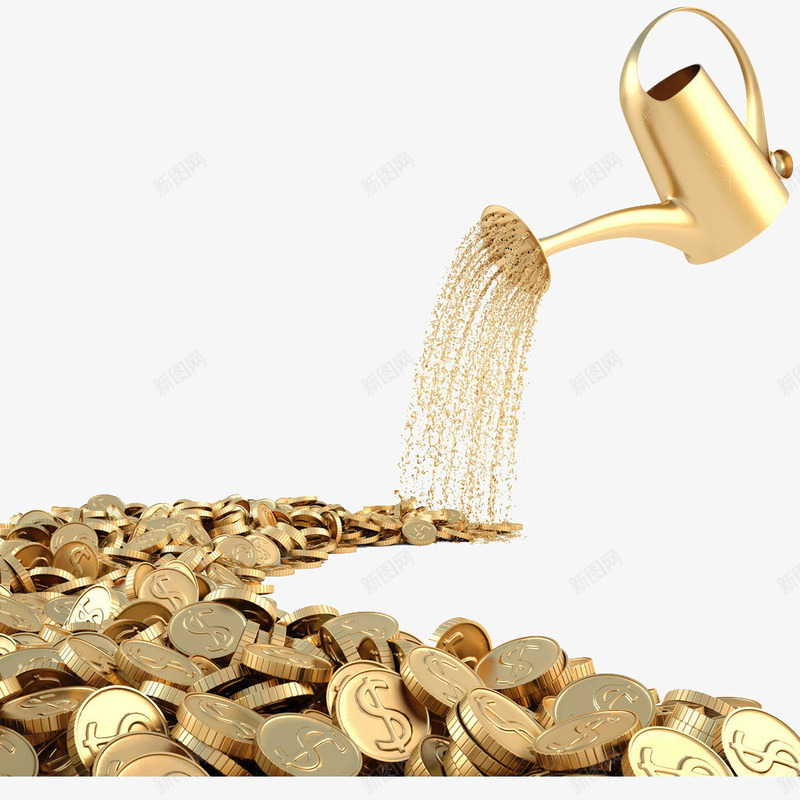 有质感的金属钱币元素png免抠素材_新图网 https://ixintu.com 元素 创意 洒水壶 金币 金色
