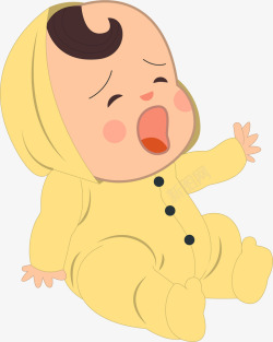 婴儿扁平卡通可爱哭闹的婴儿矢量图高清图片