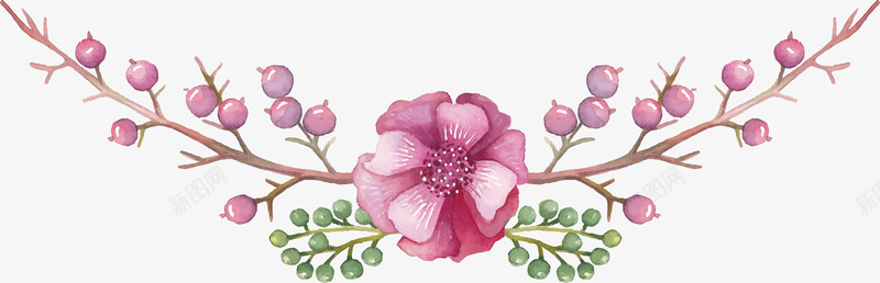 水彩花儿png免抠素材_新图网 https://ixintu.com 对称 水彩 粉色 精美 花环 设计