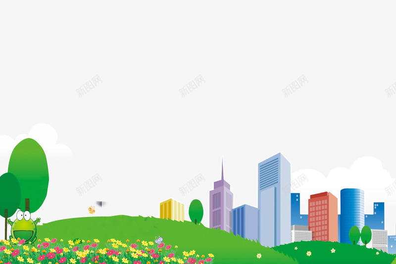 自然风景楼房png免抠素材_新图网 https://ixintu.com 卡通楼房 草地 鲜花