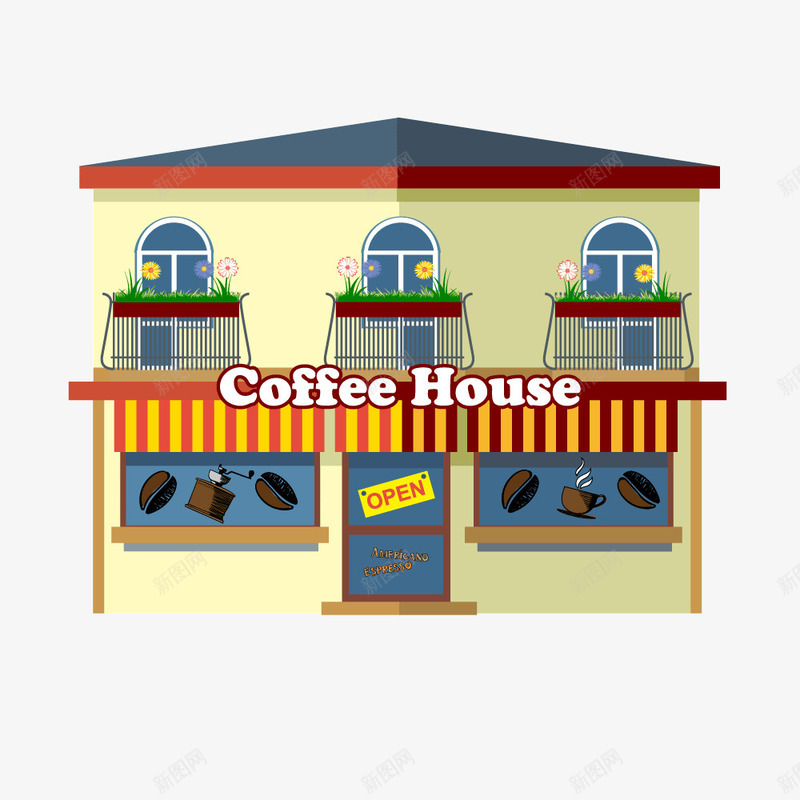 欧美建筑咖啡屋咖啡馆png免抠素材_新图网 https://ixintu.com 咖啡屋 咖啡馆 建筑 欧美
