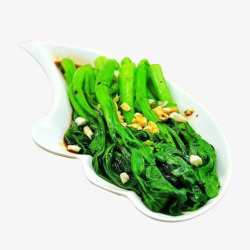 一盘子绿色健康的蒜蓉菜心食物免素材