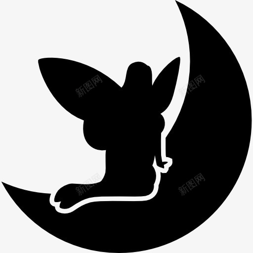 仙女和月亮图标png_新图网 https://ixintu.com 幻想 形状 月亮的形状 梦幻般的人物 童话