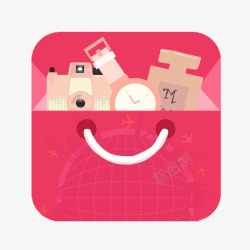 购物袋形状粉色方形购物袋形状图标高清图片