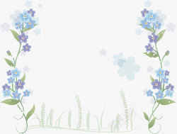 手绘蓝色鲜花边框素材